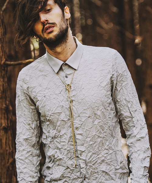 NO ID.（ノーアイディ）の「【NO ID.】Washer Short Collar Shirt / ワッシャー ショート カラー シャツ（シャツ/ブラウス・メンズ・ホワイト/グレー/ブラック・ONE SIZE）」の3枚目の写真