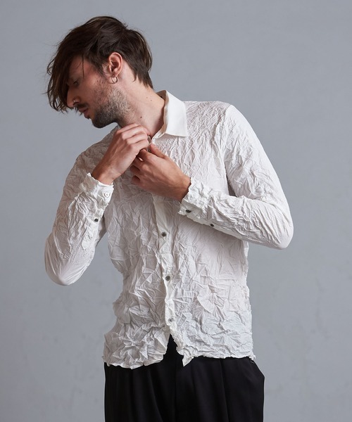 NO ID.（ノーアイディ）の「【NO ID.】Washer Short Collar Shirt / ワッシャー ショート カラー シャツ（シャツ/ブラウス・メンズ・ホワイト/グレー/ブラック・ONE SIZE）」の13枚目の写真