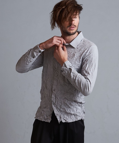 NO ID.（ノーアイディ）の「【NO ID.】Washer Short Collar Shirt / ワッシャー ショート カラー シャツ（シャツ/ブラウス・メンズ・ホワイト/グレー/ブラック・ONE SIZE）」の14枚目の写真