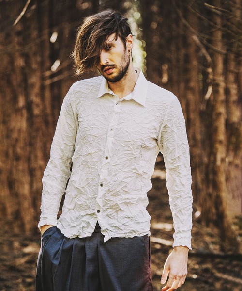 NO ID.（ノーアイディ）の「【NO ID.】Washer Short Collar Shirt / ワッシャー ショート カラー シャツ（シャツ/ブラウス・メンズ・ホワイト/グレー/ブラック・ONE SIZE）」の16枚目の写真