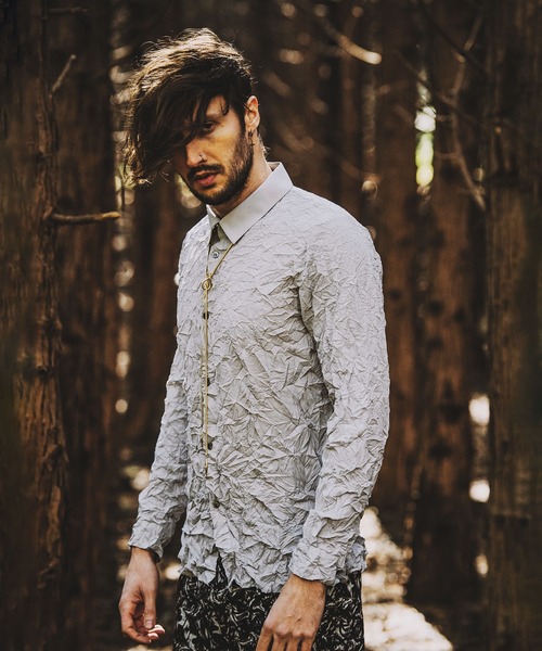 NO ID.（ノーアイディ）の「【NO ID.】Washer Short Collar Shirt / ワッシャー ショート カラー シャツ（シャツ/ブラウス・メンズ・ホワイト/グレー/ブラック・ONE SIZE）」の17枚目の写真