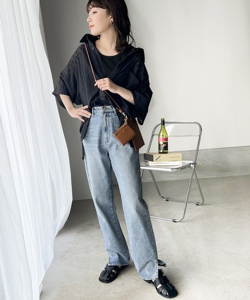 Java（ジャバ）の「《JaVaジャバ コラボ》夏っぽ抜け感たっぷり。格子柄レースオーバーサイズシャツ（シャツ/ブラウス・レディース・ライトベージュ/ブルー/ブラック/ライトグレー・LARGE/X-LARGE/MEDIUM/SMALL）」の12枚目の写真