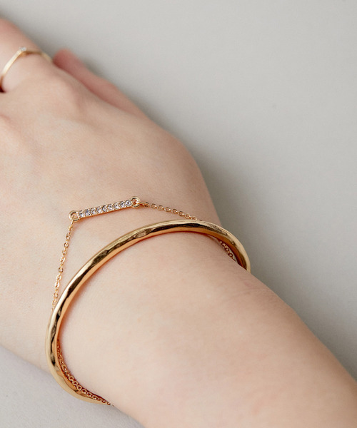 VIS（ビス）の「ダブルラインビジューバングル（バングル/リストバンド・レディース・シルバー/ゴールド・FREE）」の2枚目の写真