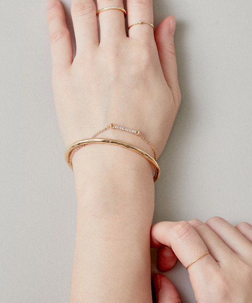 VIS（ビス）の「ダブルラインビジューバングル（バングル/リストバンド・レディース・シルバー/ゴールド・FREE）」の8枚目の写真