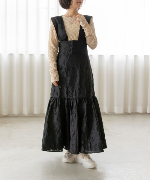 RANDA（ランダ）の「マーメイドラインジャンバースカート（スカート・レディース・グリーン/ブラック/クリーム・0/1）」の2枚目の写真