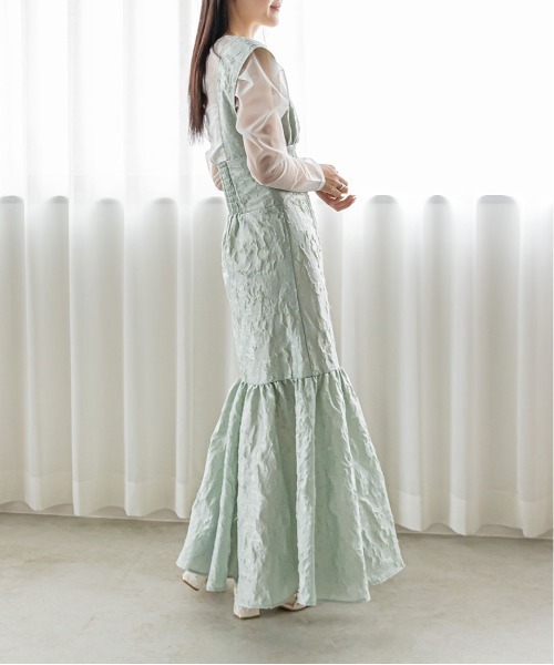 RANDA（ランダ）の「マーメイドラインジャンバースカート（スカート・レディース・グリーン/ブラック/クリーム・0/1）」の4枚目の写真