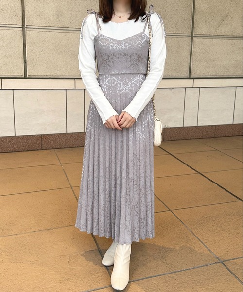 新品・タグ付き❤️美品❤️OBLI ジャガードリボンキャミワンピース黒01 セール】ジャガードリボンキャミワンピース【ZOZOTOWN限定アイテム