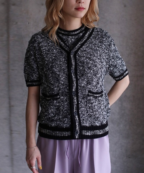 G.V.G.V.（ジーヴィージーヴィー）の「TWEED N/S KNIT（ニット/セーター・レディース・ピンク/ブラック・ONE SIZE）」の15枚目の写真