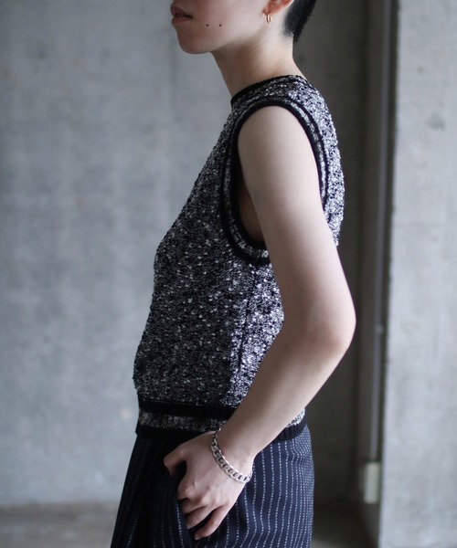 G.V.G.V.（ジーヴィージーヴィー）の「TWEED N/S KNIT（ニット/セーター・レディース・ピンク/ブラック・ONE SIZE）」の19枚目の写真