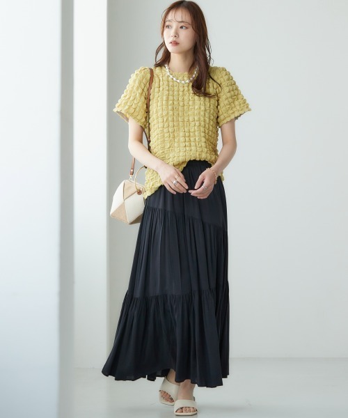 miclat（ミクラ）の「大きいサイズ　ポコポコカットソートップス　miclat（Tシャツ/カットソー・レディース・ラベンダー/ブラック/イエロー系・L/LL/3L/4L/5L）」の3枚目の写真