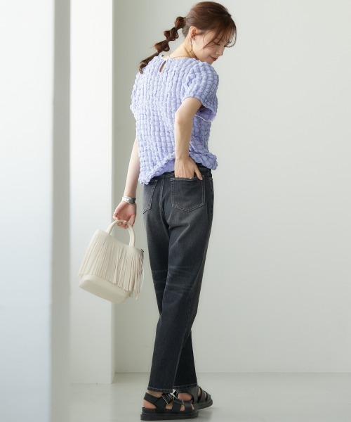 miclat（ミクラ）の「大きいサイズ　ポコポコカットソートップス　miclat（Tシャツ/カットソー・レディース・ラベンダー/ブラック/イエロー系・L/LL/3L/4L/5L）」の7枚目の写真