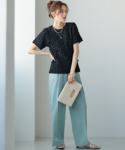 miclat（ミクラ）の「大きいサイズ　ポコポコカットソートップス　miclat（Tシャツ/カットソー・レディース・ラベンダー/ブラック/イエロー系・L/LL/3L/4L/5L）」の9枚目の写真