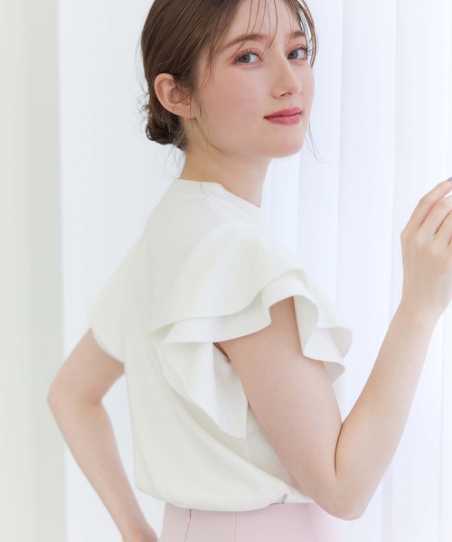 fifth（フィフス）の「ラッフルスリーブニット（ニット/セーター・レディース・ブラック/ホワイト・M）」の6枚目の写真