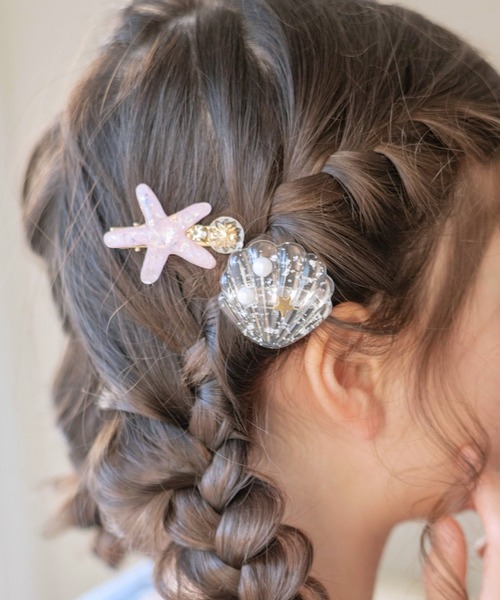 Catherine Cottage（キャサリンコテージ）の「【ZOZO限定】シェル＆ヒトデヘアクリップ2個セット（バレッタ/ヘアクリップ・キッズ・ピンク/ホワイト/ブルー/グリーン・FREE）」の4枚目の写真