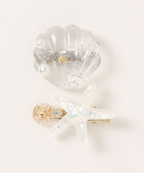 Catherine Cottage（キャサリンコテージ）の「【ZOZO限定】シェル＆ヒトデヘアクリップ2個セット（バレッタ/ヘアクリップ・キッズ・ピンク/ホワイト/ブルー/グリーン・FREE）」の5枚目の写真