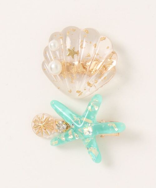 Catherine Cottage（キャサリンコテージ）の「【ZOZO限定】シェル＆ヒトデヘアクリップ2個セット（バレッタ/ヘアクリップ・キッズ・ピンク/ホワイト/ブルー/グリーン・FREE）」の6枚目の写真