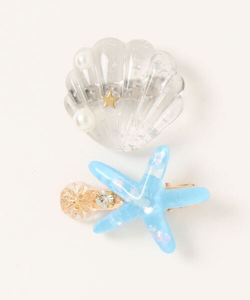 Catherine Cottage（キャサリンコテージ）の「【ZOZO限定】シェル＆ヒトデヘアクリップ2個セット（バレッタ/ヘアクリップ・キッズ・ピンク/ホワイト/ブルー/グリーン・FREE）」の7枚目の写真