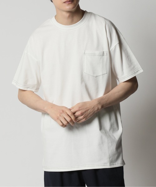 ARCADE(アーケード)の「ピーチ天竺 オーバーサイズ クルーネック ポケットTシャツ Skkone Vintage(Tシャツ/カットソー・メンズ・ネイビー系1/ネイビー/ブラック系1/ホワイト系1/ホワイト/カーキ/ベージュ系1/ブラック・L/LL/M)」の3枚目の写真