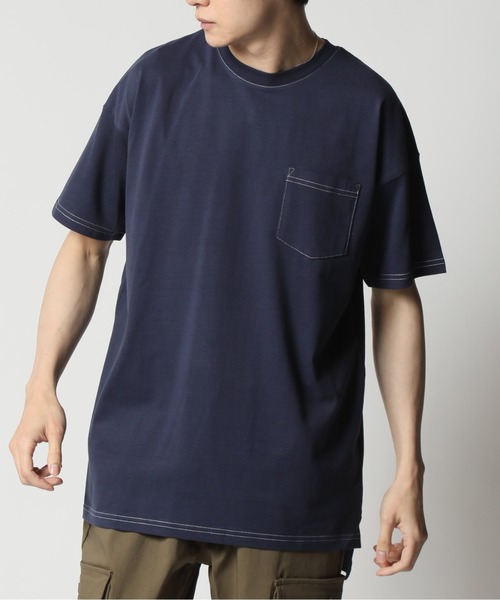 ARCADE(アーケード)の「ピーチ天竺 オーバーサイズ クルーネック ポケットTシャツ Skkone Vintage(Tシャツ/カットソー・メンズ・ネイビー系1/ネイビー/ブラック系1/ホワイト系1/ホワイト/カーキ/ベージュ系1/ブラック・L/LL/M)」の8枚目の写真