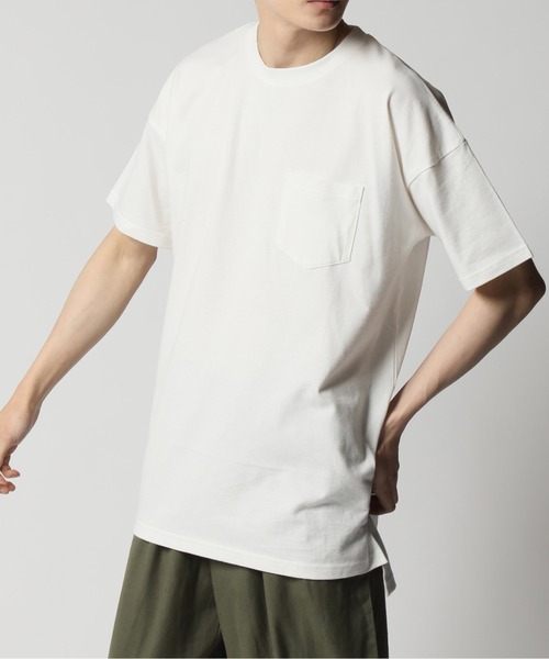 ARCADE(アーケード)の「ピーチ天竺 オーバーサイズ クルーネック ポケットTシャツ Skkone Vintage(Tシャツ/カットソー・メンズ・ネイビー系1/ネイビー/ブラック系1/ホワイト系1/ホワイト/カーキ/ベージュ系1/ブラック・L/LL/M)」の2枚目の写真