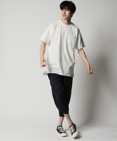ARCADE(アーケード)の「ピーチ天竺 オーバーサイズ クルーネック ポケットTシャツ Skkone Vintage(Tシャツ/カットソー・メンズ・ネイビー系1/ネイビー/ブラック系1/ホワイト系1/ホワイト/カーキ/ベージュ系1/ブラック・L/LL/M)」の12枚目の写真