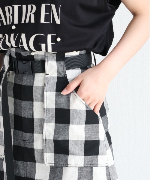cepo(セポ)の「ブロックチェックベルトスカート(スカート・レディース・ブラック×ホワイト・S/M/L)」の5枚目の写真