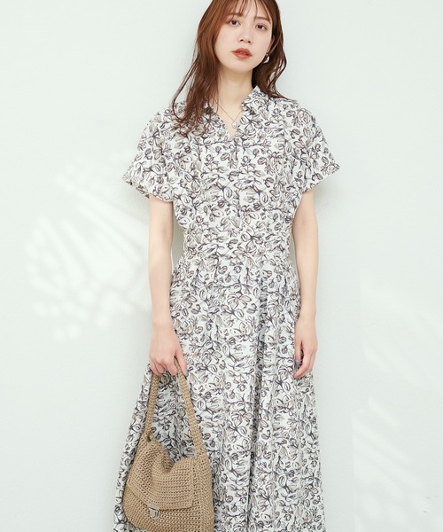 涼しげスキッパー衿お上品ワンピース