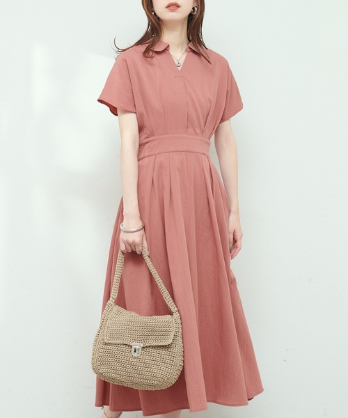 涼しげスキッパー衿お上品ワンピース