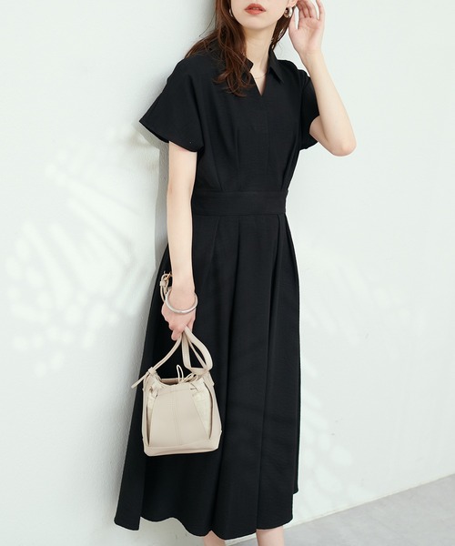 涼しげスキッパー衿お上品ワンピース