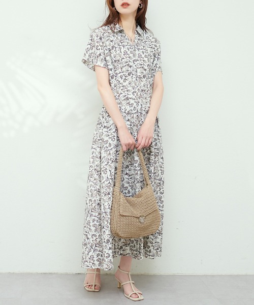 涼しげスキッパー衿お上品ワンピース