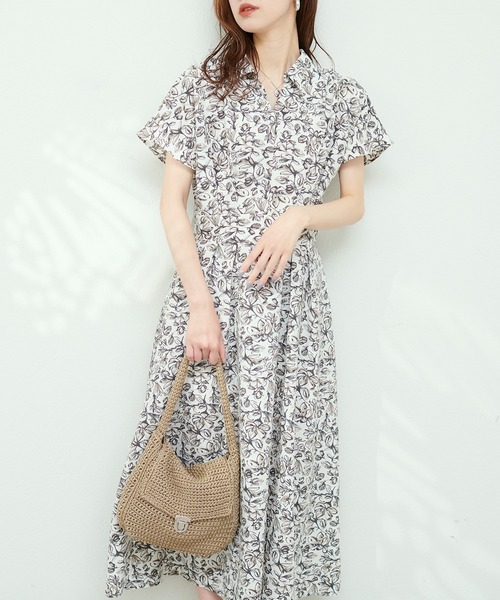 涼しげスキッパー衿お上品ワンピース