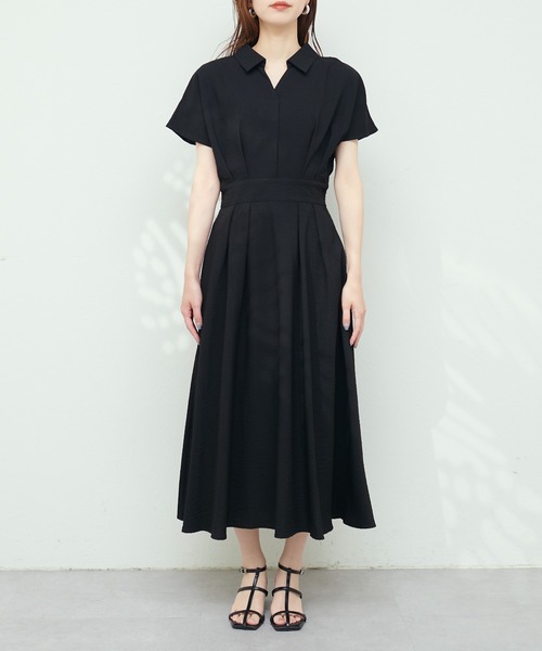 涼しげスキッパー衿お上品ワンピース