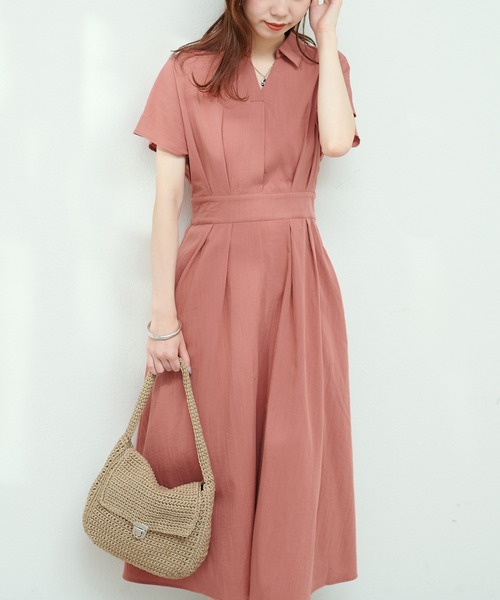 natural couture（ナチュラルクチュール）の「涼しげスキッパー衿お上品ワンピース（ワンピース・レディース・ベージュ/その他1/その他2/その他3/ピンク/グリーン/ブラック/ブラウン/ボルドー・FREE）」の15枚目の写真