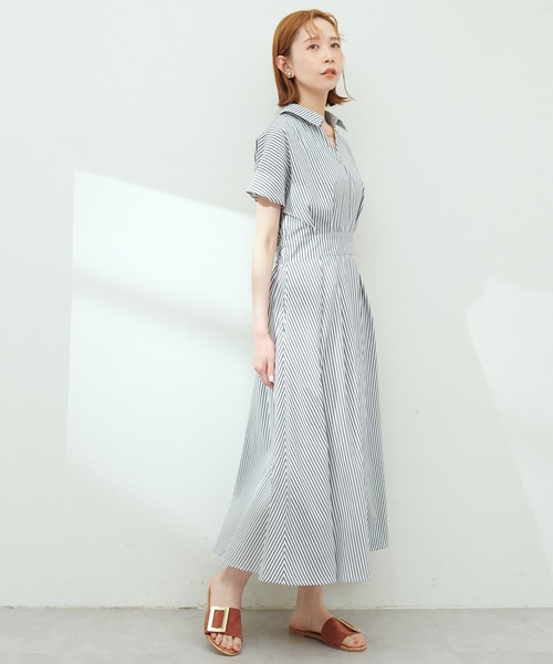 涼しげスキッパー衿お上品ワンピース（ワンピース）｜natural couture