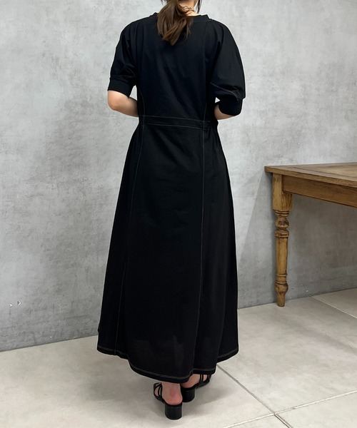 un dix cors（アンディコール）の「ドライタッチウエスト切替ワンピース（ワンピース・レディース・ブラック/カーキ・FREE）」の6枚目の写真