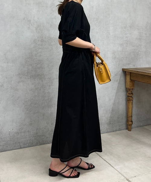 un dix cors（アンディコール）の「ドライタッチウエスト切替ワンピース（ワンピース・レディース・ブラック/カーキ・FREE）」の7枚目の写真