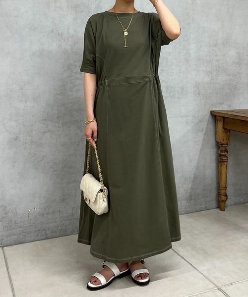 un dix cors（アンディコール）の「ドライタッチウエスト切替ワンピース（ワンピース・レディース・ブラック/カーキ・FREE）」の16枚目の写真