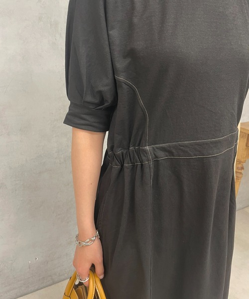 un dix cors（アンディコール）の「ドライタッチウエスト切替ワンピース（ワンピース・レディース・ブラック/カーキ・FREE）」の8枚目の写真