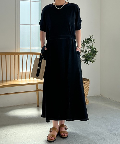 un dix cors（アンディコール）の「ドライタッチウエスト切替ワンピース（ワンピース・レディース・ブラック/カーキ・FREE）」の21枚目の写真