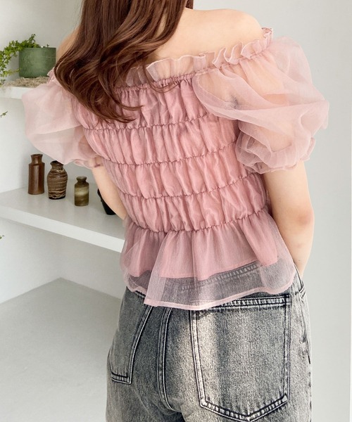 ブラウス シャツ オーガンザバイカラートップ / Organza Bi-Color Top レディース Amazon | [Yino] （イノ） シャツ ブラウス レディース 長袖