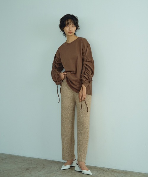 abor o-t-l(アボアオーティーエル)の「シャーリングロングスリーブT-シャツ(Tシャツ/カットソー・レディース・ブラック/ブラウン/オフホワイト・FREE)」の15枚目の写真