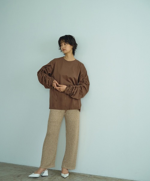 abor o-t-l(アボアオーティーエル)の「シャーリングロングスリーブT-シャツ(Tシャツ/カットソー・レディース・ブラック/ブラウン/オフホワイト・FREE)」の18枚目の写真