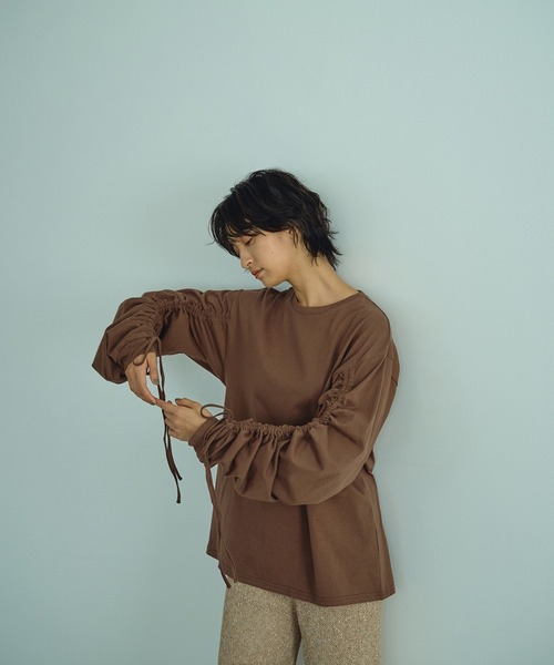 abor o-t-l(アボアオーティーエル)の「シャーリングロングスリーブT-シャツ(Tシャツ/カットソー・レディース・ブラック/ブラウン/オフホワイト・FREE)」の20枚目の写真