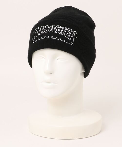 THRASHER（スラッシャー）の「EMBROIDERED LOGO KNIT CAP BEANIE/スラッシャーニットキャップ・ビーニー ストリート スケート（ニットキャップ/ビーニー・メンズ・ホワイト×レッド/ブラック×ホワイト/ブラック×ブラック/ブラック×レッド・FREE）」の3枚目の写真