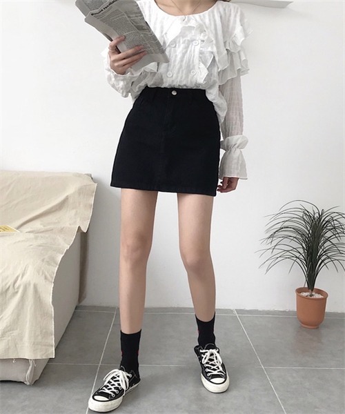 FREE STYLISTS(フリー スタイリスト)の「デニム ミニスカート(デニムスカート・レディース・ライトブルー/ブラック/ブルー/アイボリー/スミクロ・S/M/L/XL/XXL)」の17枚目の写真