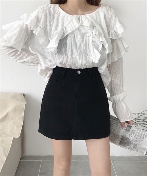 FREE STYLISTS(フリー スタイリスト)の「デニム ミニスカート(デニムスカート・レディース・ライトブルー/ブラック/ブルー/アイボリー/スミクロ・S/M/L/XL/XXL)」の18枚目の写真