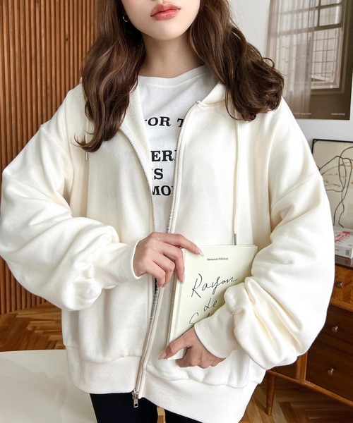 moment+（モーメントプラス）の「TC裏毛ジップパーカー（パーカー