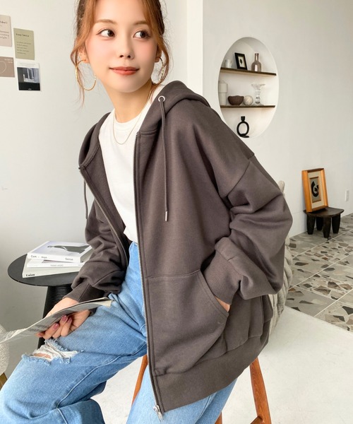 moment+（モーメントプラス）の「TC裏毛ジップパーカー（パーカー