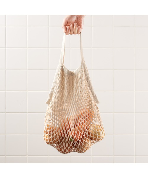 無印良品(ムジルシリョウヒン)の「コットンメッシュバッグ 約幅45.5×長さ37.5cm(エコバッグ/サブバッグ・メンズ・アイボリー・FREE)」の2枚目の写真