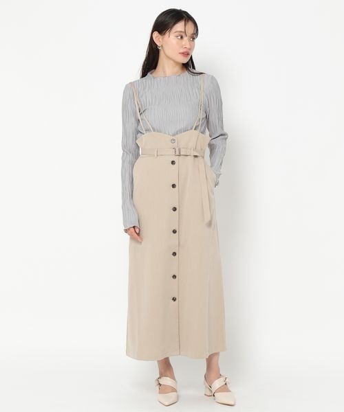 mysty woman（ミスティウーマン）の「サスツキナロー前ボタンスカート 973627（スカート・レディース・チャコールグレー/マスタード/モカ/ライトベージュ・FREE）」の9枚目の写真